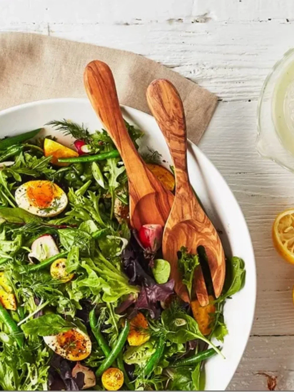 Sur La Table NWT Olivewood Salad Hands Or Servers Italian Made